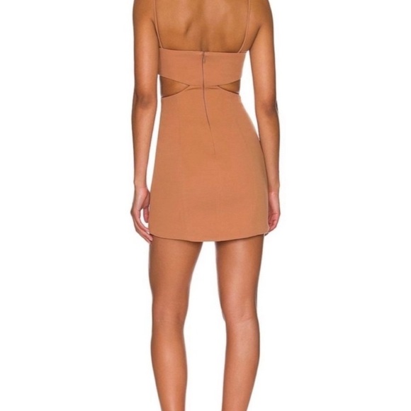 MISHA Tokyo Strappy Cutout Party Minimalist Mini Dress in Praline Brown Size 2 - Picture 5 of 13